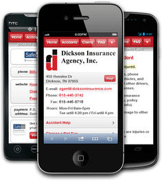Mobile insurance website for Dickson Insurance Agency, Inc. at m.dicksoninsurance.com